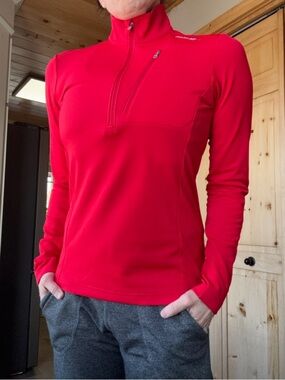 Women's Red Half-Zip Long Sleeve Performance Top - Active Layering